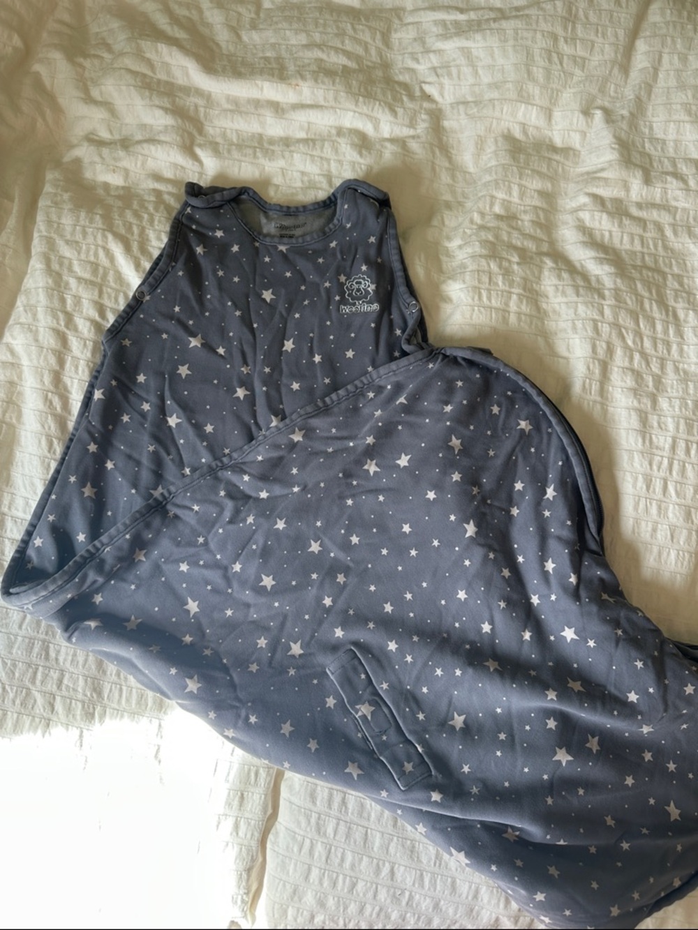Woolino toddler Sleep Sack - grey Star Print